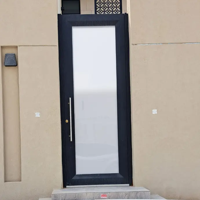 Iron door in glass