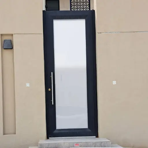 Iron door in glass