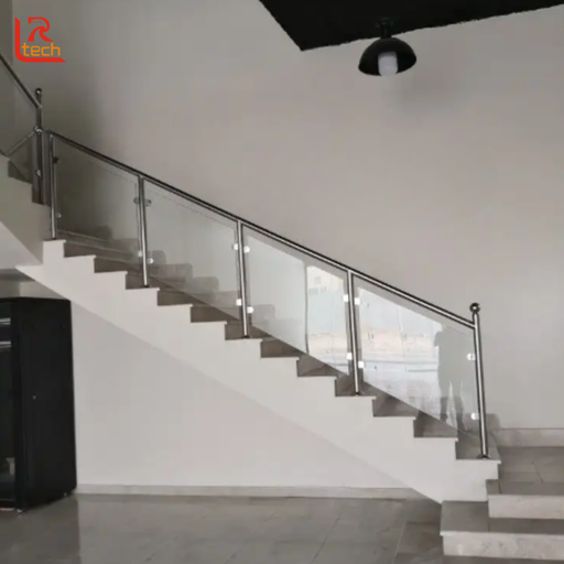 Stainless steel railing with glass